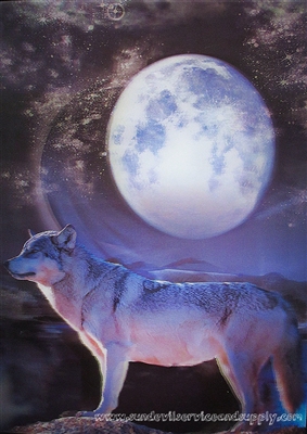 119 3D Lenticular Picture Wolf with Moon