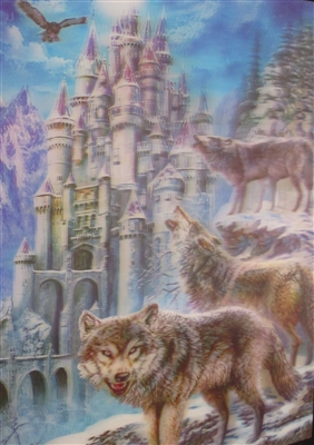 296 3D Lenticular Picture Wolf with Castle 296