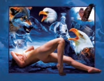 3d lenticular picture of wolf and girl