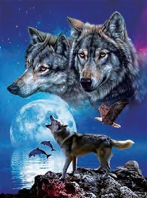 3d lenticular picture of wolf and girl