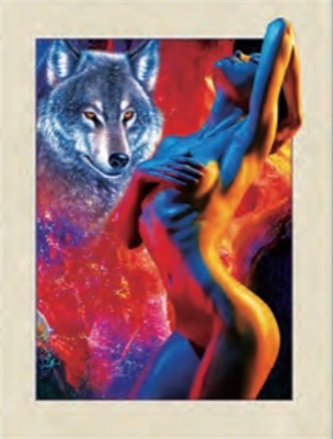 3d lenticular picture of wolf and girl