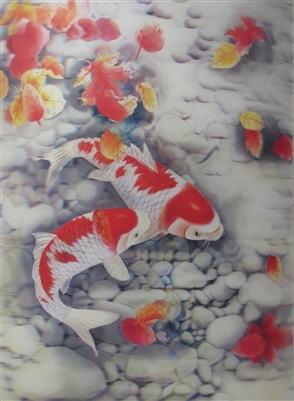 176 3d white and red koi fish vertical 2a2502