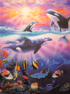 582 30x40cm Deep whale ocean scene