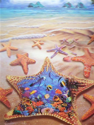 586 30x40cm Deep starfish ocean scene