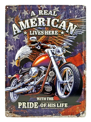 A Real American Motorcycle Metal Sign