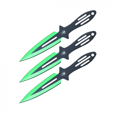 4844-3gn 6.5" Green Spider throwing knives set of 3