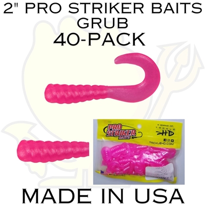 2" Pro Striker Baits Grub 40Pack Chartreuse Glitter