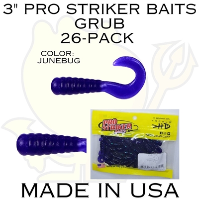 3" Pro Striker Baits Grub 26 Pack june bug