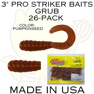 3" Pro Striker Baits Grub 26 Pack pumpkin seed