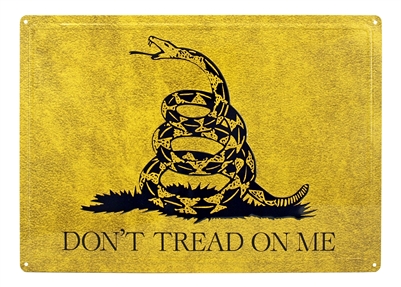 Yellow Don't Tread On Me Metal Sign