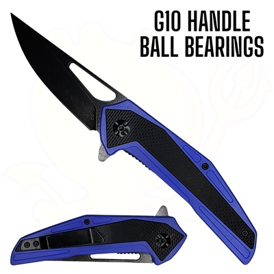 FK150 7192 8" Black and Blue G10 Folder w/ Ball Bearings