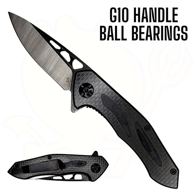 FK155 7197 7.5" Black G10 with Carbon Folder w/ Ball Bearings
