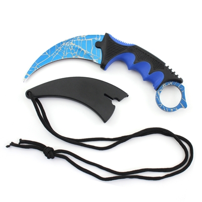 7300BL Blue W/Design 7 1/2" Karambit Knife