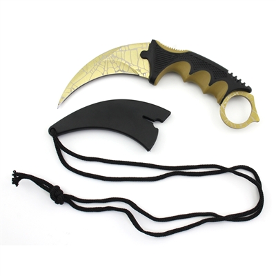 7300GD Gold W/Design 7 1/2" Karambit Knife