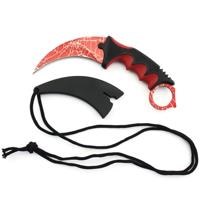 7300RD Red W/Design 7 1/2" Karambit Knife