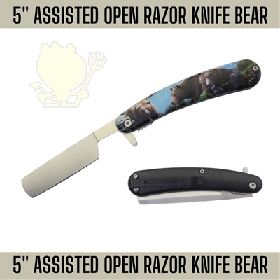 AO343 7369BR Bear 5" Assisted Open Razor Knife