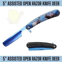 AO345 7369DR Deer 5" Assisted Open Razor Knife