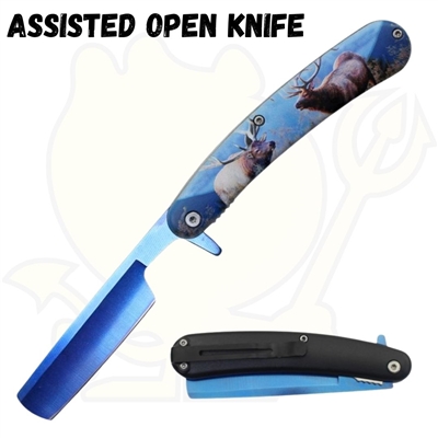 AO345 7369DR Deer 5" Assisted Open Razor Knife