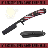 AO347 7369PNS Skull 5" Assisted Open Razor Knife
