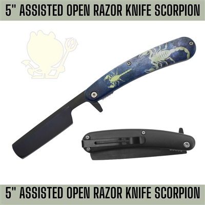 AO349 7369SC Scorpion 5" Assisted Open Razor Knife