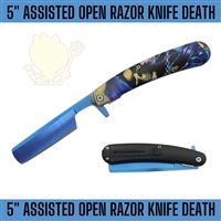 AO350 7369SKL Skull 5" Assisted Open Razor Knife