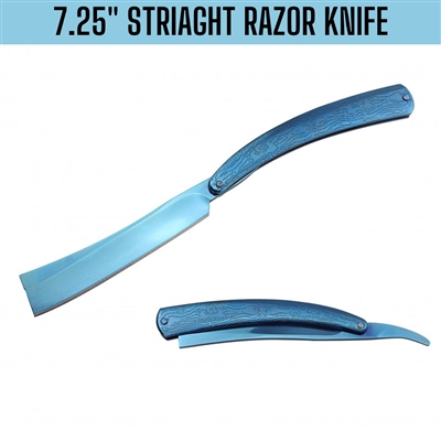 FK129 7370BL Blue Folding 7.25" Straight Razor Knife