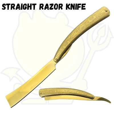 7370GD Gold Folding 7.25" Straight Razor Knife