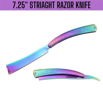 FK135 7370RB Rainbow Folding 7.25" Straight Razor Knife
