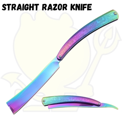 7370RB Rainbow Folding 7.25" Straight Razor Knife
