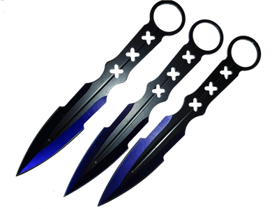 8010BL 7.5" 3pc Throwing Knives Set Blue