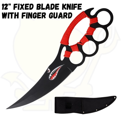9073rd 12" Fixed Blade Knife with Finger Guard and Sheath