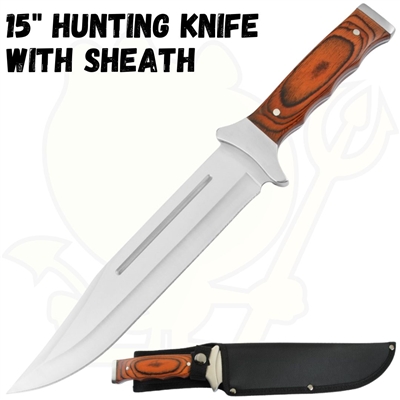 9076rd 15" Hunting Knife with Sheath Fixed Blade