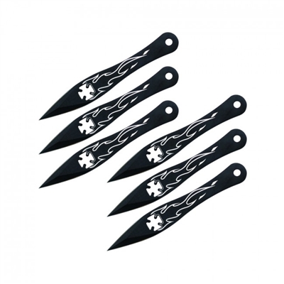 5.5" Set of 6 Iron Cross Throwing Knives