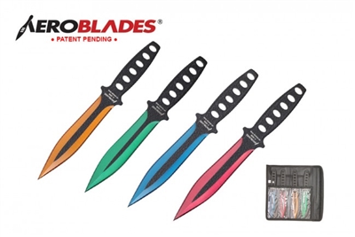 7.5" Set of 4 Assorted Color Throwing Knives