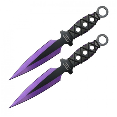9" Purple Technicolor Set of 2 Throwing Knives