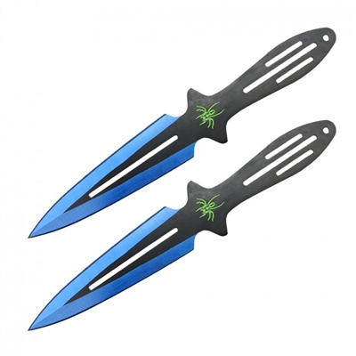 9" Blue Spider throwing knives set of 2