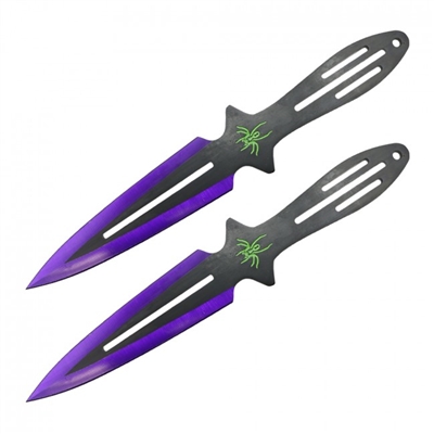 9" Purple Spider throwing knives set of 2