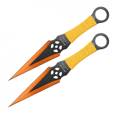 9" Orange Technicolor Set of 2 Throwing Knives