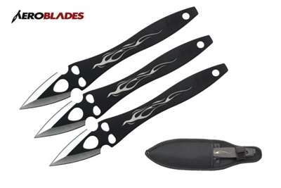 TKS310 9" Set of 3 Two-Toned Flame Throwing Knives