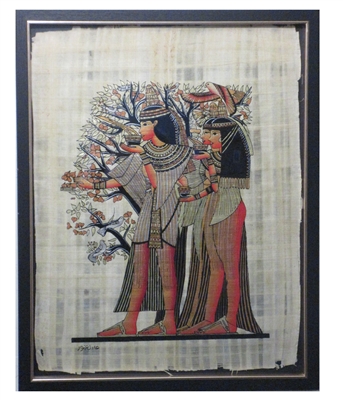 Three women with fragrance cones at Tree of Life Framed Papyrus #14