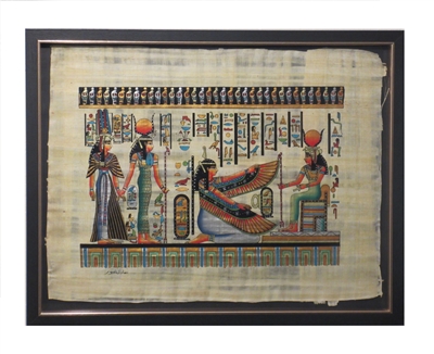 Nefertari, Hathor, Ma'at, Isis Framed Papyrus #26