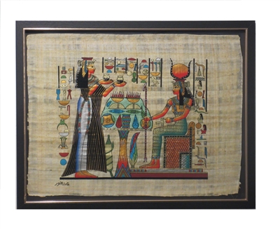 Nefertari making offerings to Hathor Framed Papyrus #27