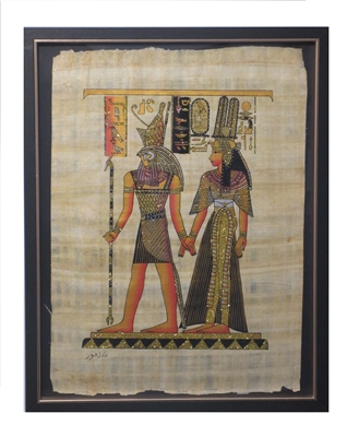 Horus escorting Nefertiti Framed Papyrus #33