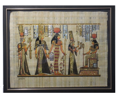 Nefertari presented by Isis to Hathor (glitter) Framed Papyrus #47