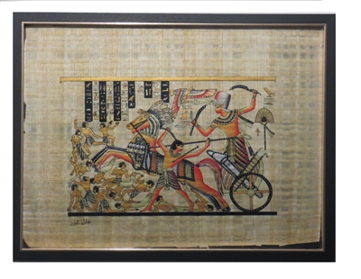 Ramses II on Chariot at Battle of Kadesh Framed Papyrus #48