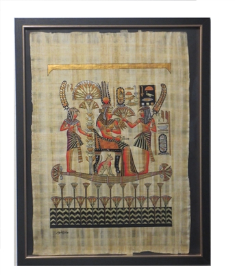 Nefertari on barge, attended by servants Framed Papyrus #6