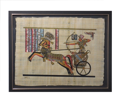 Ramses II on Chariot at Battle of Kadesh (glitter) Framed Papyrus #71