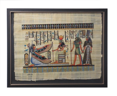 Ma'at before Hathor, Horus escorting Nefertari Framed Papyrus #77