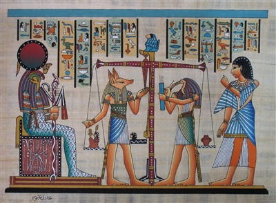 #23 Weighing of heart before Ra by Anubus and Thoth Papyrus