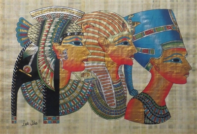 #42 Cleopatra in Royal Vulture Crown, Tutankhamen in Nemes, Nefertiti in Modius Papyrus